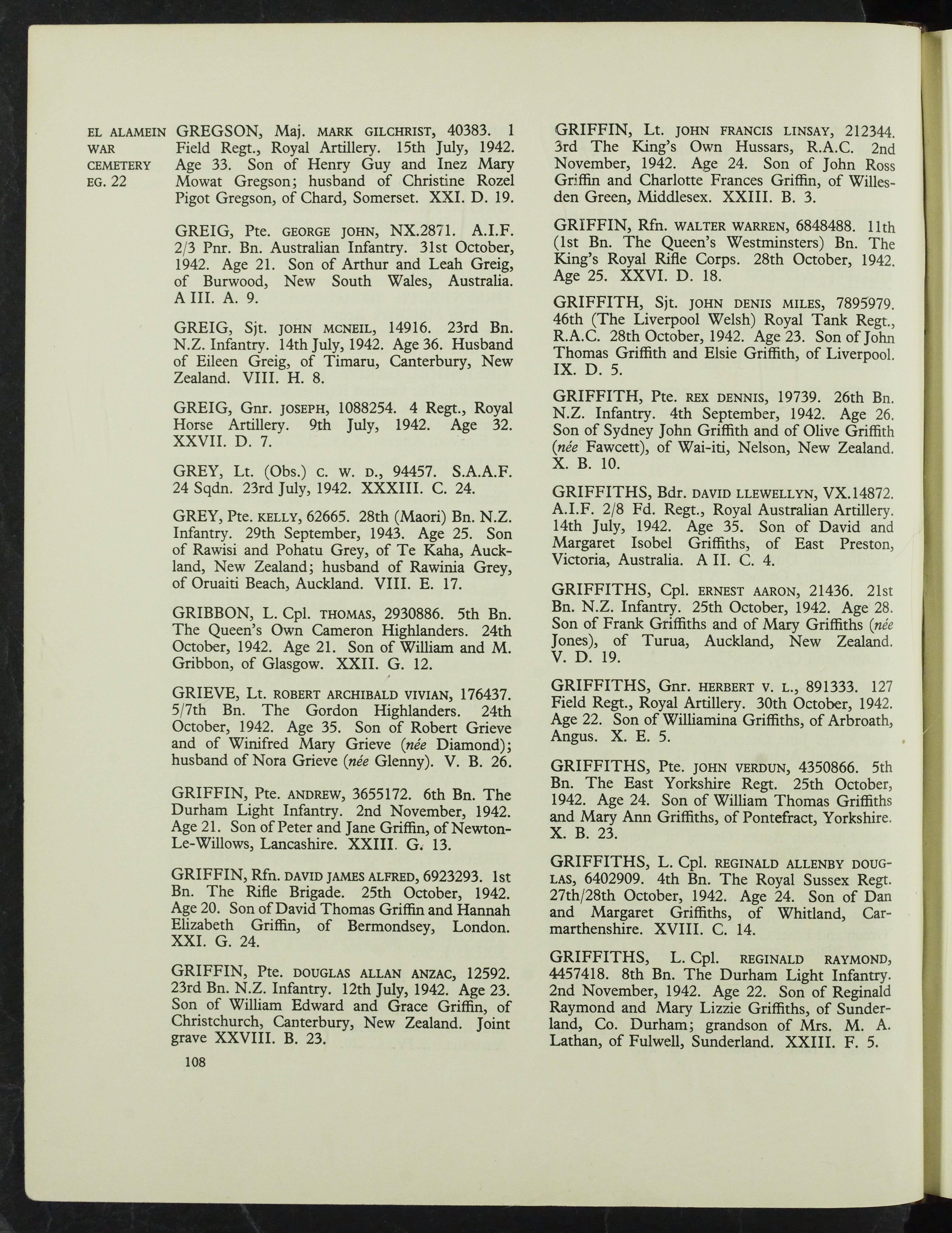 Grave Registration Report for Mark Gregson